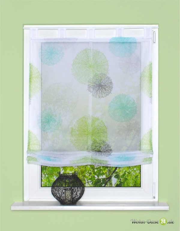 Schlaufen-Raffrollo Rawlins 79799-0768 grün, Voile, transparent, Digitaldruck