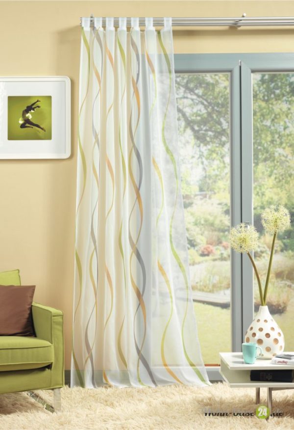 Schlaufenschal 48107-868 grün, Voile, transparent, 245x140cm