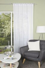 Schlaufenbandschal Pilago 85273-0101 weiss, halbtransparenter Gardinenstore aus Wirkware