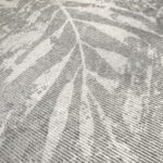 Schiebevorhang Marga 84809, halbtransparenter Dekostoff in Bambus-Optik mit Digitaldruck, Blätter im All-Over-Print, diverse Blattformen heben sich minimal vom Hintergrund ab, unterschiedliche Grau- und Beigetöne