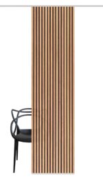 Flächenvorhang Panilo 84469-4001 braun, Dekostoff in Seidenoptik, blickdicht, mit Digitaldruck: Längsstreifen in kräftigem Braun und Schwarz bilden ein wunderschönes Holzpaneel über der gesamten Vorhangfläche
