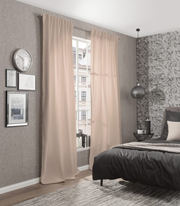 Fertigschal Teddy 85233 - blickdichter Thermoschal mit kuscheliger Woll-Optik, wärmeregulierend, blickdicht, Farbe: uni sand