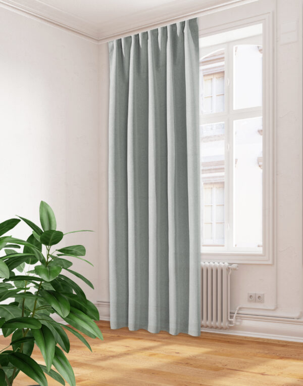 Schlaufenbandschal Jonalu 85936 für große Raumhöhen -blickdichter Unischal aus Soft-Dekostoff für stilvollen Sichtschutz, Farbe: salbeigrün