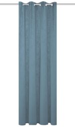 Fertigschal Softy 85530 + 53530 für zeitgemäße Räume, Unischal in Leinenoptik, halbtransparent, Farbe: rauchblau