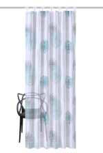 Schlaufenschal Rawlins 49039 salbei, Fertigschal mit praktischer Schlaufenaufhängung, attraktives Druckmotiv auf weissem Grund, transparenter Voile