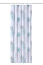 Schlaufenschal Rawlins 49039 salbei, Fertigschal mit praktischer Schlaufenaufhängung, attraktives Druckmotiv auf weissem Grund, transparenter Voile