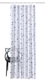 Schlaufenschal Effie 49042 stein, Fertigschal aus transparentem Voile, farbiges Punktemotiv vertikal auf weissem Grund