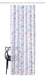 Schlaufenschal Effie 49042 terra, Fertigschal aus transparentem Voile, farbiges Punktemotiv vertikal auf weissem Grund