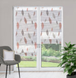 Magnetrollo Paolo 91087-8707 terra, Bambus-Optik, bedruckt, halbtransparent, für Fenster und Türen; abstrakte Bätterranke, vertikale Wellen, terra auf weissem Grund