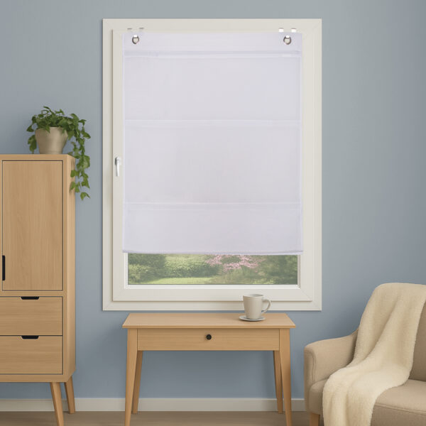 Magnetrollo Abelia 93024-0107 weiss, blickdichter Dekostoff, einfarbig, Montage ohne Bohren mit U-Fensterhaken